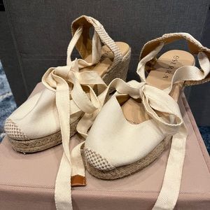 Cream Serra lace up platforms